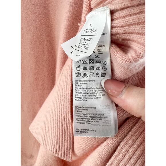 Allsaints Tara Jumper Sweater Large Cashmere Wool Sweater Boatneck Slouchy Pink - Picture 6 of 6